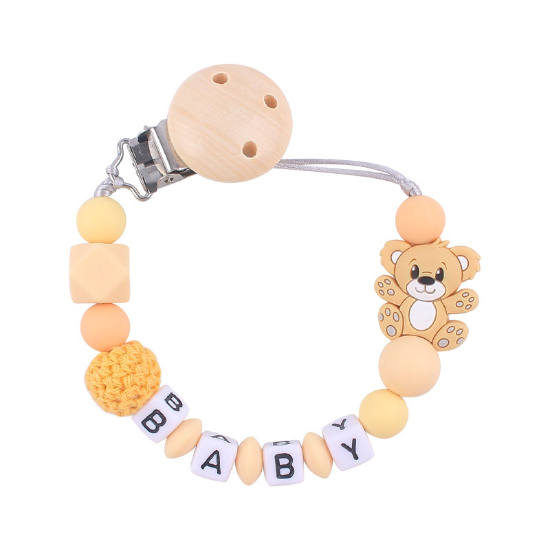 Nuevo bebé suministros de dibujos animados animal oso calmante bebé Cadena de chupete de silicona mordedura cadena anti-caída molar