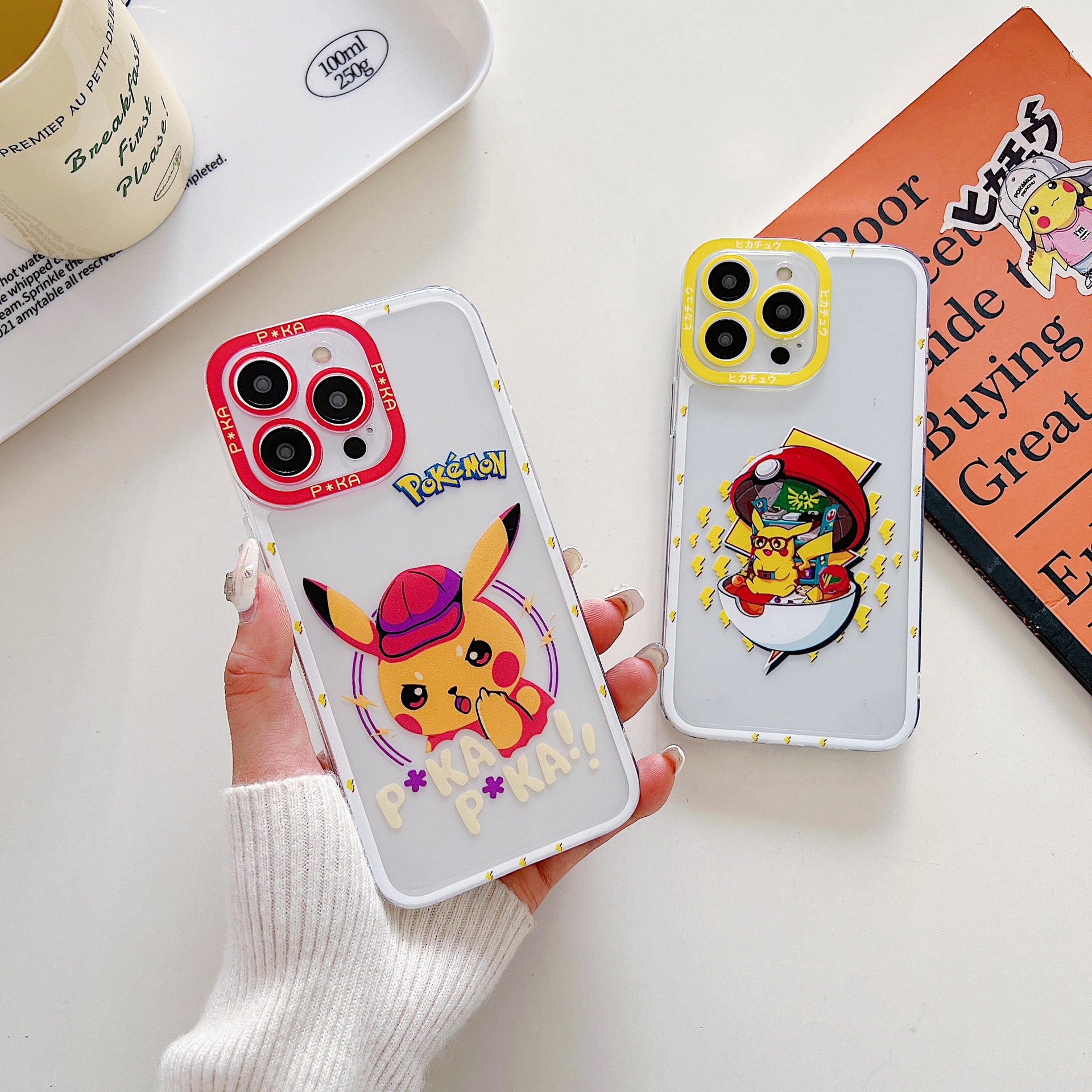 Personalized Angel iPhone14ProMax Apple phone case cartoon cute lightning Pikachu fine hole drop-resistant XR