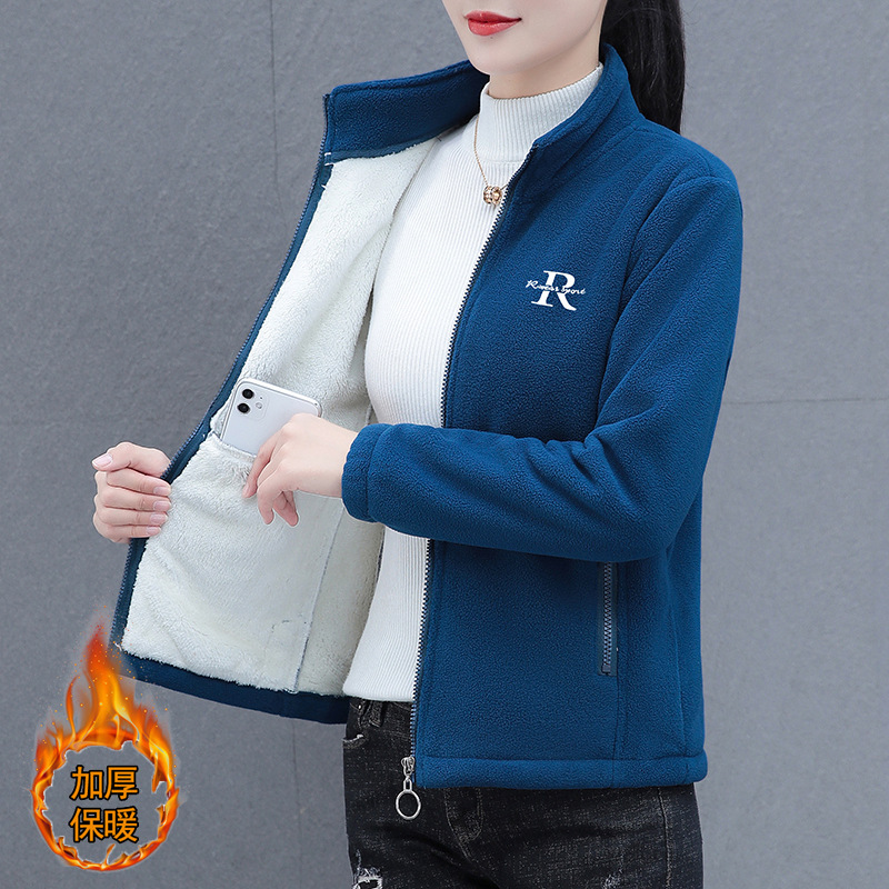Polar Fleece Jacket Women's Autumn and Winter 2025 New Short Style Middle-Aged Mother's Fleece Jacket Winter Fleece-Lined Lamb Wool Top