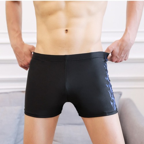 Men's swimming trunks to prevent embarrassment, five-point square angle professional hot spring large size swimsuit equipment for men with rope swimming trunks