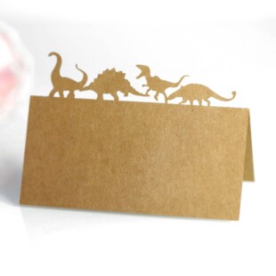 Creative cartoon dinosaur seat card Hollow children's holiday party table card Kraft paper name seat card wholesale