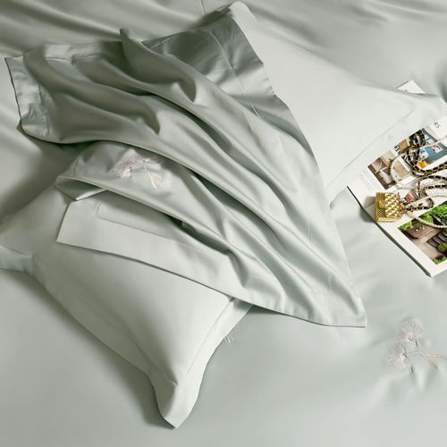 100-piece Long Staple Cotton Four-Piece Set Pure Color Silk-Smooth Set Simple 100-count Double Ply High-Tensile High-Density 100% Cotton Four-Piece Set