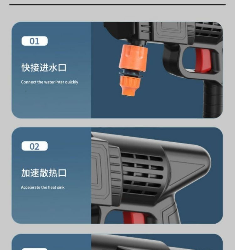 German wireless high-pressure car washer, high-power household water gun, lithium battery portable rechargeable car washer