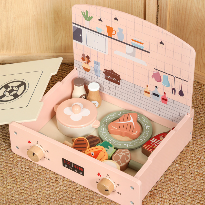 子供用ままごとキッチンおもちゃ木製バーベキューツールテーブルドールハウス調理シミュレーションキッチン用品4女の子3-6歳|undefined