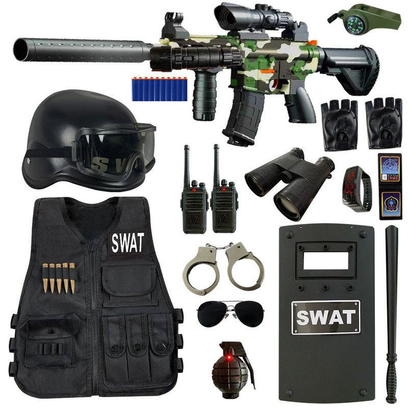Children's Little Police Toy Gun Set Special Forces Performance Costume Toy Gun Black Cat Sheriff Pubg Complete Equipment Set Children's Little Police Toy Gun Set Special Forces Performance Costume Toy Gun Black Cat Sheriff Pubg Complete Equipment Set