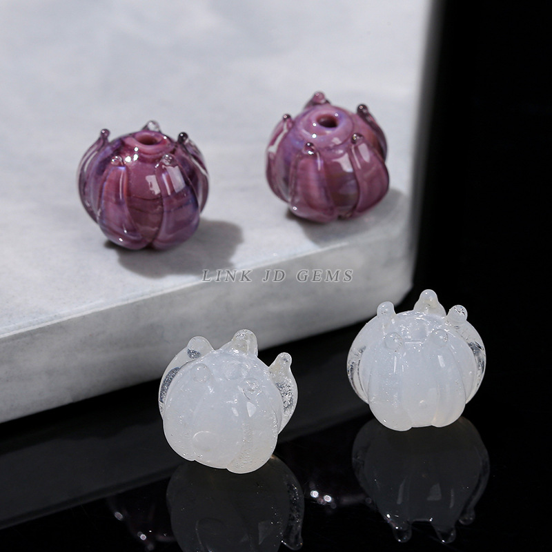 Jingdian Jewelry Glazed Lily of the Valley Lotus Beads Loose Beads Flower Buds DIY Jewelry Bracelet Earrings Accessories Wholesale