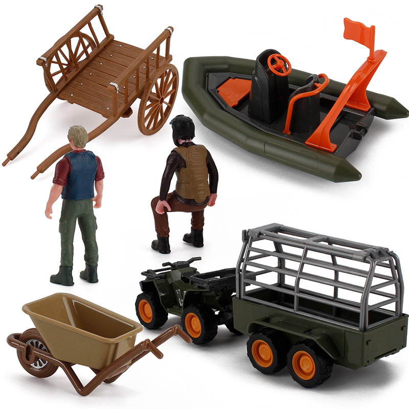 Simulación granja Rancho apoyos pequeña decoración montaje motocicleta dirigible piloto minifigura carro modelo de escena