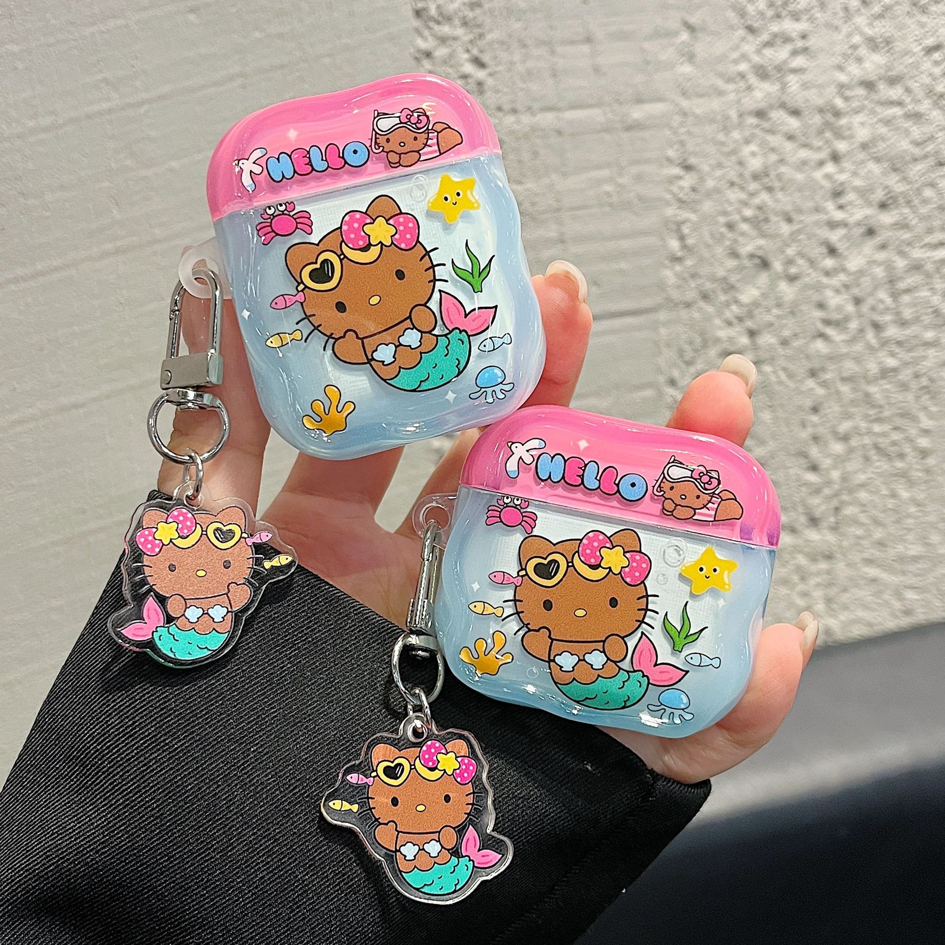 Cuerpo de auriculares IMD Kitty Mermaid para AirPodsPro Cuerpo de auriculares Bluetooth AirPods3 / 4 generación a prueba de caídas
