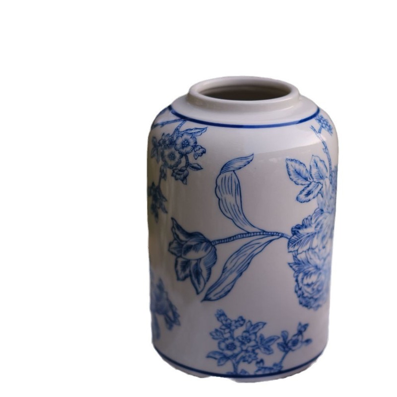 新中国風復古風水墨青花陶磁器花瓶花挿し置物優雅古典花瓶客間装飾品|undefined