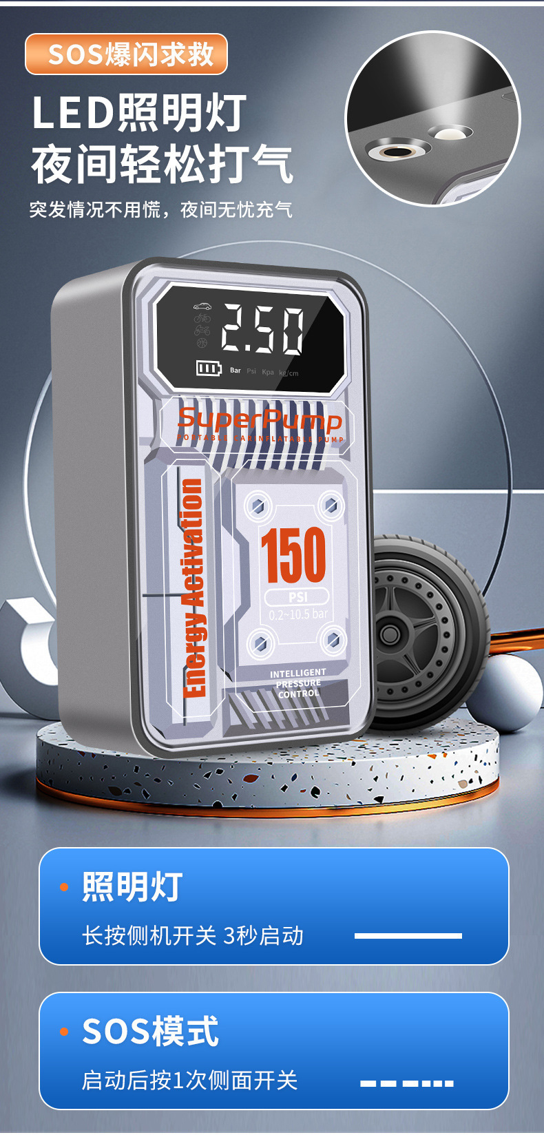 Car Inflator Wireless Car Portable Car Inflator Electric Car Tire High Pressure Inflator