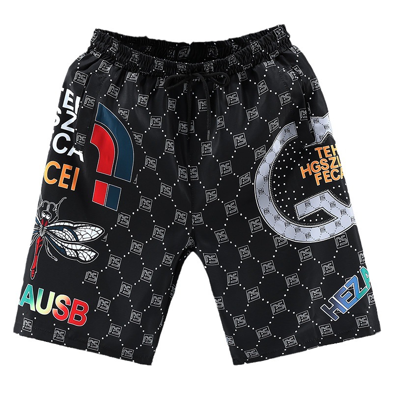 Men's Lightweight Quick-Dry Polyester Beach Shorts Casual Summer Striped Design Swimming Vacation Drawstring Waist_voghion.com