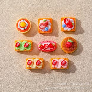 Simulated Strawberry Cream Cake Resin Accessories Cream Glue DIY Mobile Phone Case Shoe Buckle Hair Rope Hair Accessories Patch Wholesale