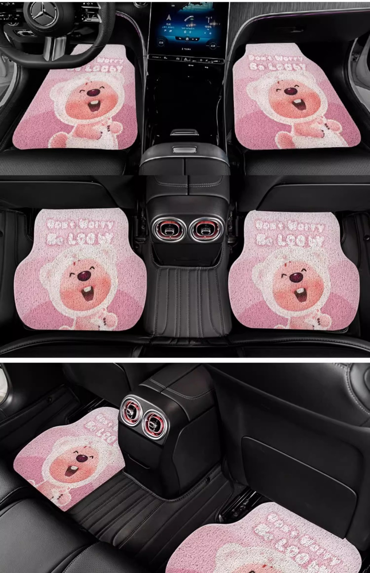 Cartoon cute animation car mat non-slip silk ring girl car anti-dirty foot mat universal monolithic car wear-resistant floor mat