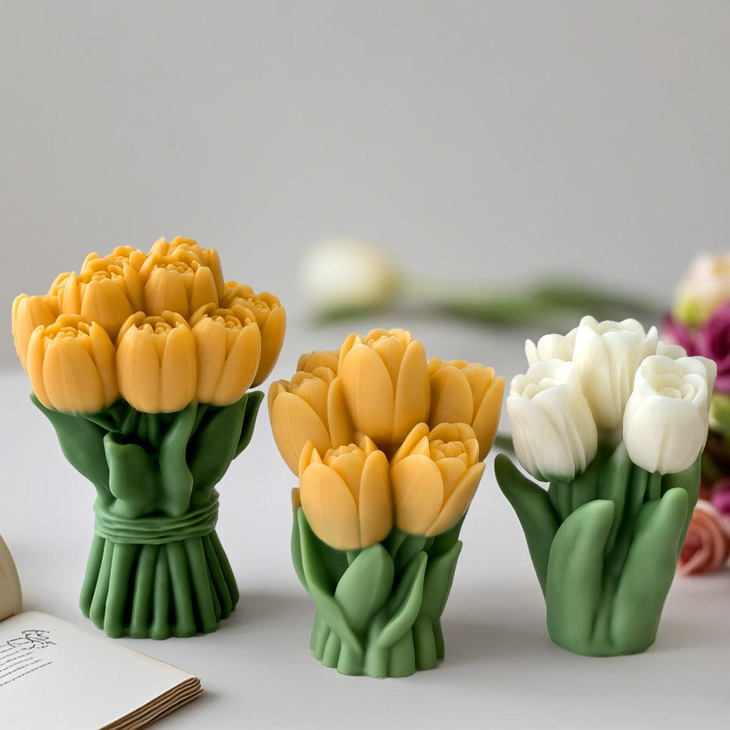 Duftkerze Tulpenstrauß Handgefertigtes Blumendesign Als Geschenk_voghion.com