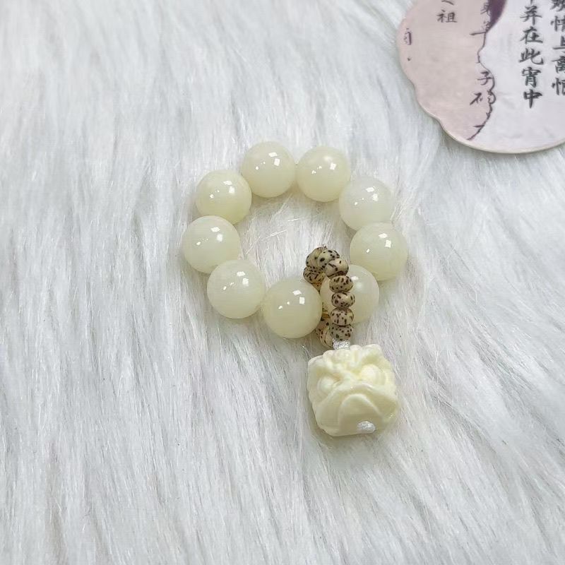 天然白玉菩提根小手捻指尖盘玩绕指柔莲蓬猫爪吊坠文玩解压菩提子|undefined