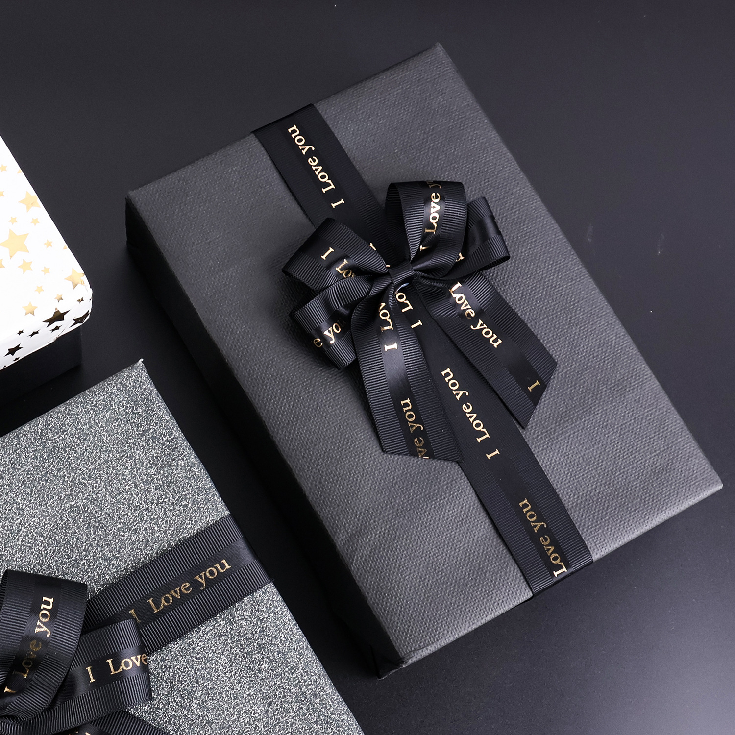 Logo personalizado caja de embalaje de joyas al por mayor cinta arco estampado impresión cinta elástica nudo de embalaje