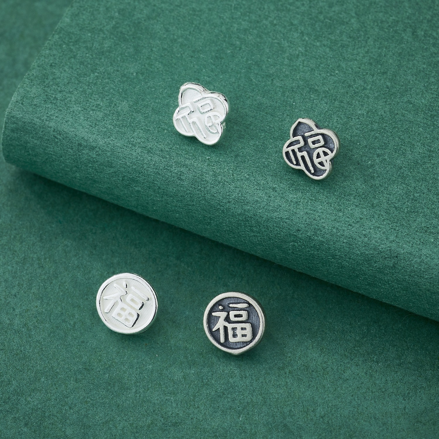 S925纯银迷你小号福扣编绳手链纽扣配件中国风DIY手串收尾扣子银