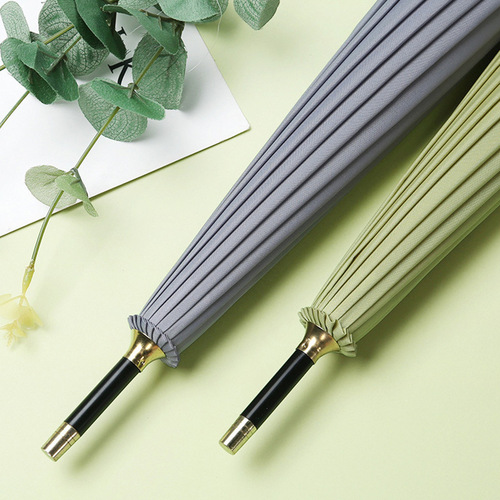 Small fresh 16-bone umbrella wooden handle straight handle umbrella rainbow umbrella Japanese style long handle large double sunny umbrella dual use