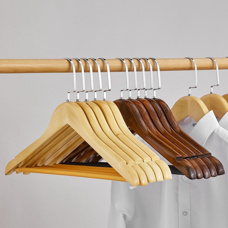 Percha de ropa de madera maciza tienda de ropa Hotel antideslizante percha de ropa de madera sin costura pantalones de madera rack pantalones clip al por mayor