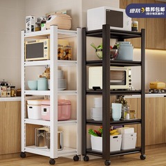 移動可能なキッチン棚が床に落ちた多層収納棚電子レンジオーブン収納棚輪付き家庭用鉄棚