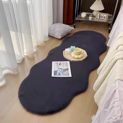 Car Carpet for Girls' Bedroom Bedside, Living - wave-dark-gray-40120cm-imitation-rabbit-fur