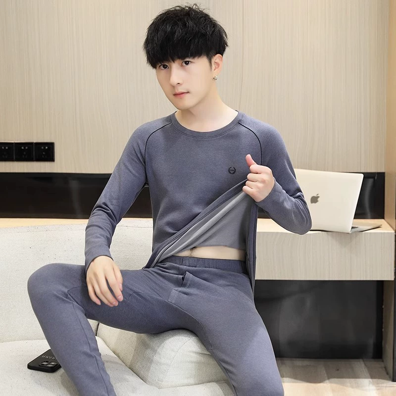 Velvet keep warm set for elementary school students for boys, thermal underwear, for teenagers, loose fit
