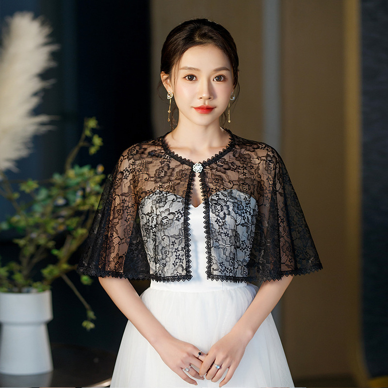 Summer Shawl Thin Lace Coat Cloak Wedding Dress Women's Short Small Shawl All-match Outer Skirt