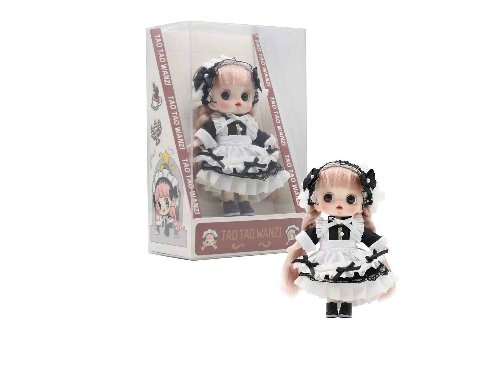Кукла OB11 BJD 12 см, наряд горничной, кофейное платье с повязкой на волосы
