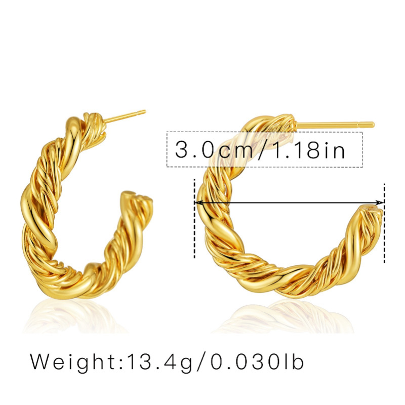 European And American Niche Design Earrings Brass 18k Real Gold Plated Earrings Twisted Flower Retro Earrings display picture 1