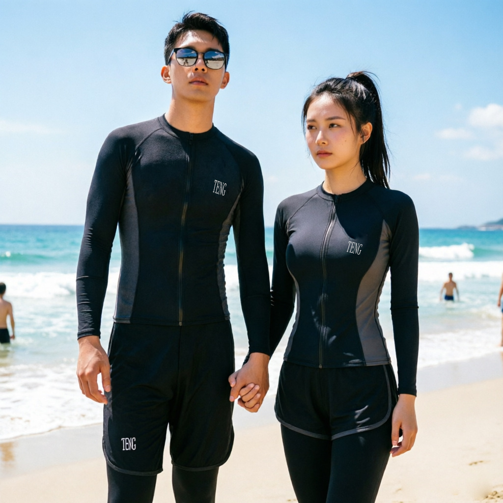 ✅ Sun Protection Quick-Dry Diving Suit for Men, Two-Piece Long-Sleeve and Long-Pants Snorkeling Rash Guard, Couple's Thermal Swimwear, Women's Surfing Suit