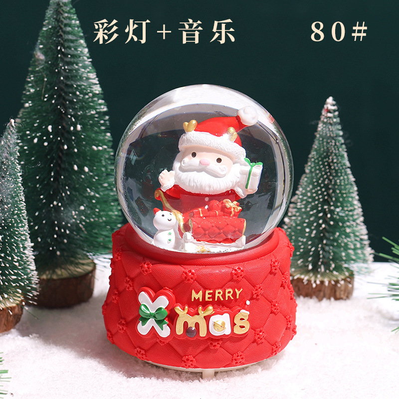 Pequeño libro rojo estilo caliente perro de orejas grandes bola de cristal caja de música nieve brillante niña dormitorio decoración de escritorio regalo