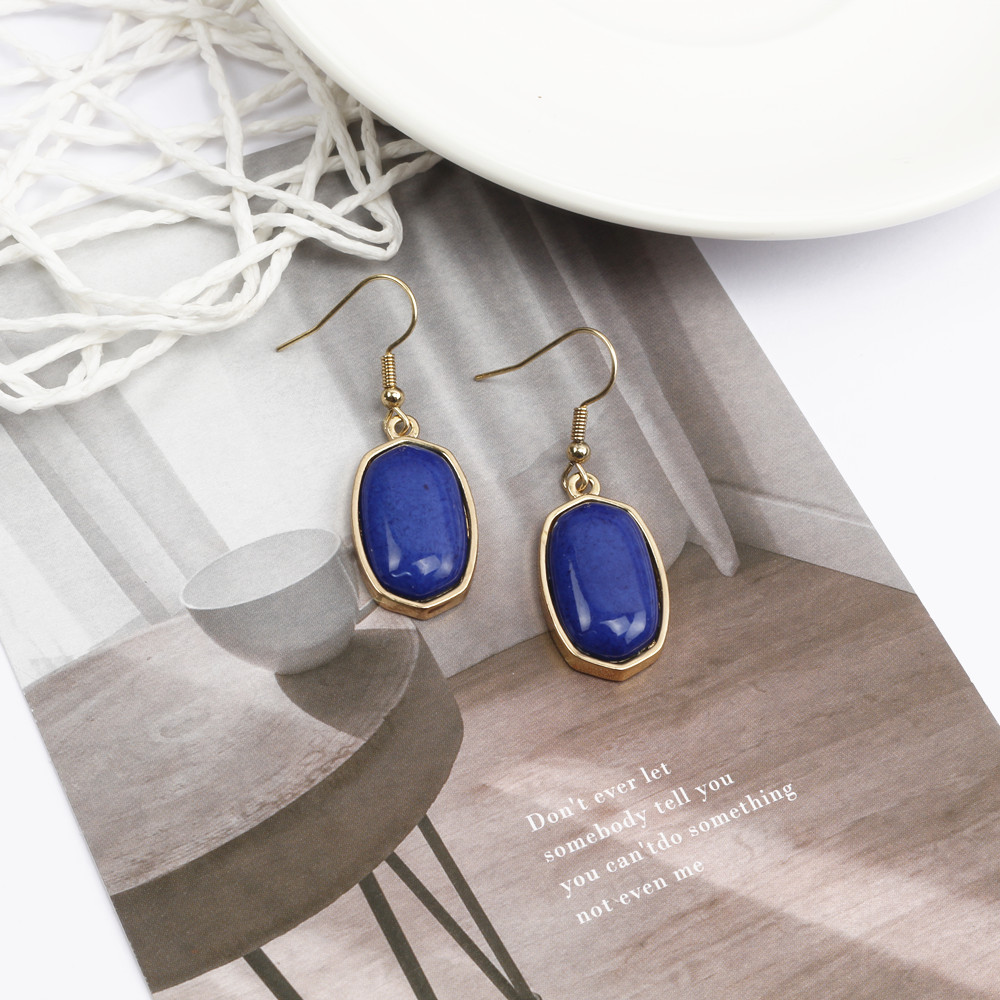 Daily Occasion Alloy Material 1 Pair Simple Style Rhombus Alloy Inlay Artificial Gemstones Women's Drop Earrings