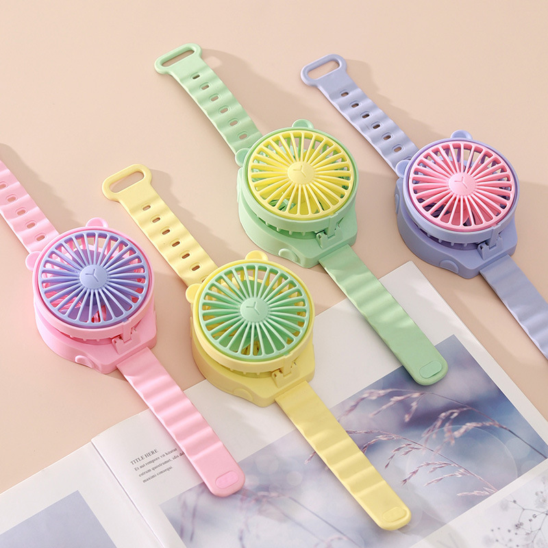 Cross-border export creative cartoon watch fan wind portable mini electric fan gift gift