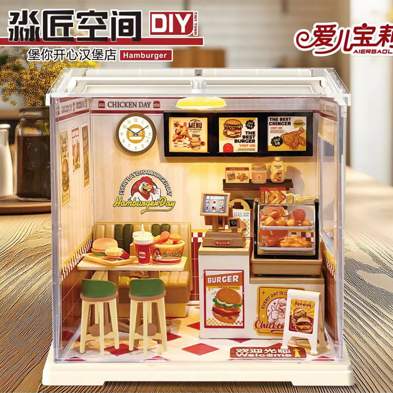 Juguetes de puzzle DIY hechos a mano cabina ensamblaje mini casa escena modelo de bloques de construcción juguetes regalos para chicas