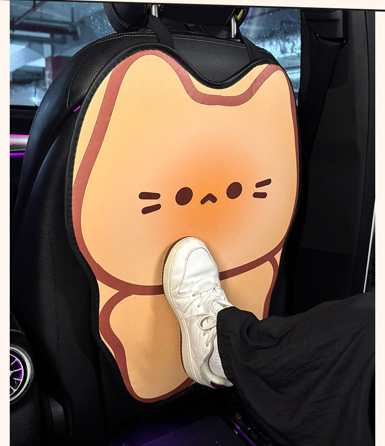 Cream Kitten Car Anti-Kick Pad Universal Rear Seat Back Anti-Dirty Protective Pad Car Rear Protection Kick Pad