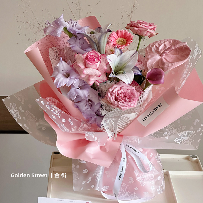 Li Zhiran Butterfly Love Papel de embalaje de flores mate impermeable Papel de lija Nuo Papel de plumas Papel de flores de mariposa