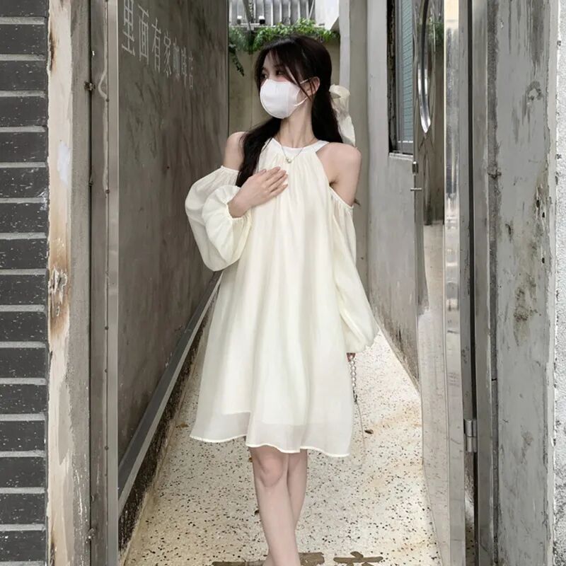 Design summer dress with a round collar
