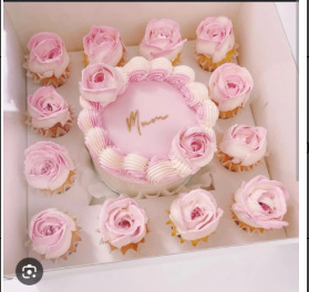 Celebridad en línea Día de la madre pastel de flores postre caja de embalaje 5 cápsulas muffin papel taza pastel portátil occidental pastelería caja de embalaje