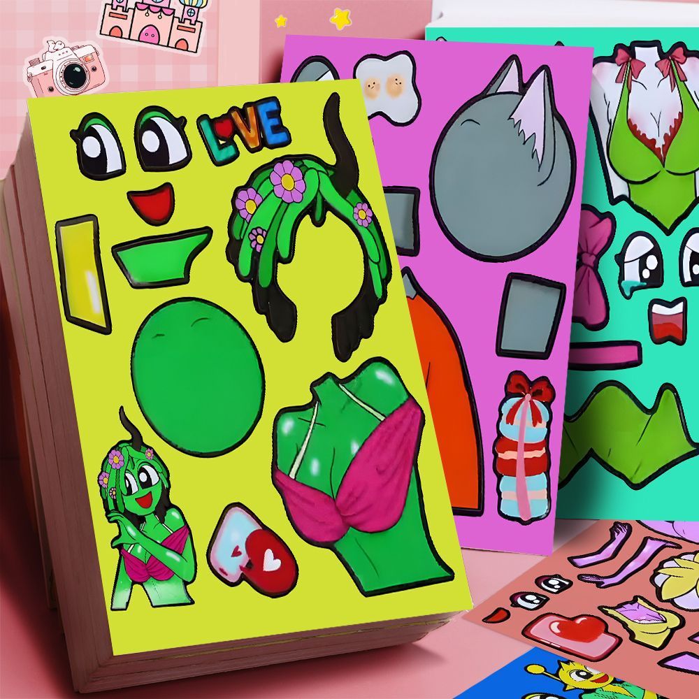 Concurso de baile de ritmo caja de alegría de corte de molde de cambio de pegatinas para niños juguetes de concentración hechos a mano diy libro de contabilidad