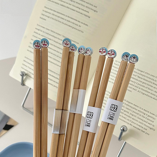 【Yuanjin Bamboo Wood】New Cute Cartoon Ins Style Household Dinging Cat Chopsticks High-End Unpainted Red Chopsticks 24cm