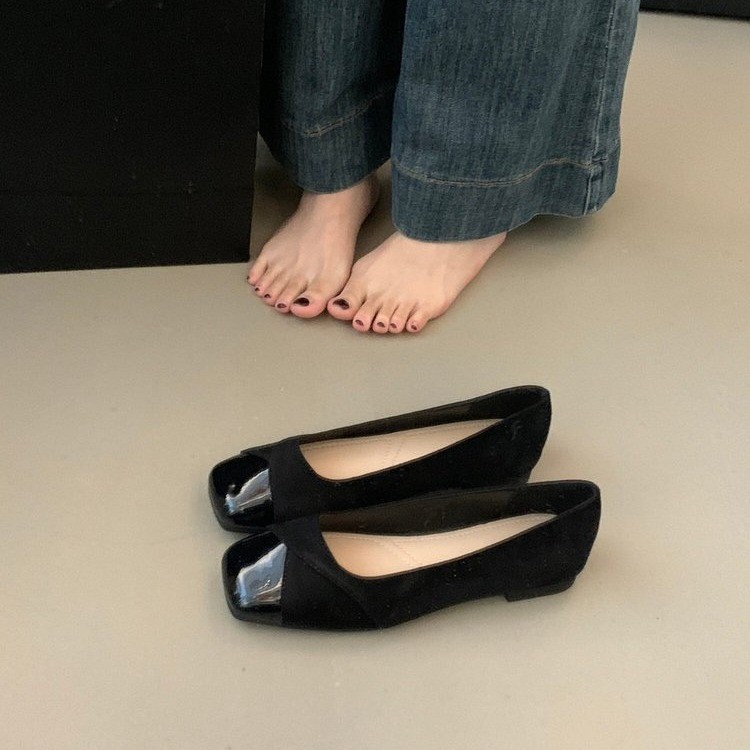 Diseño francés de cabeza cuadrada zapatos de boca superficial para mujeres 2026 nuevo verano con falda de talón plano grueso zapatos Mary Jane