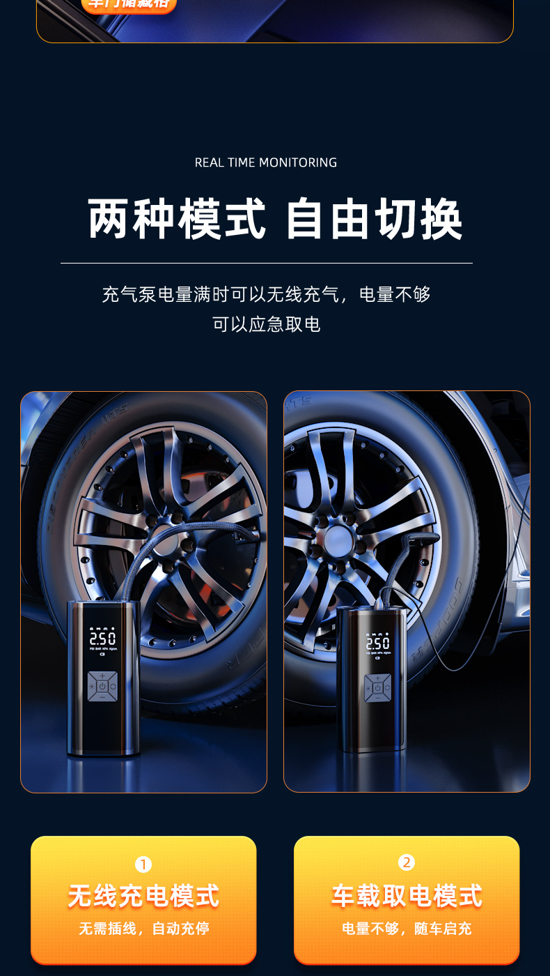 Car Air Pump Wireless Handheld Portable Small Electric Air Pump Car Tire Emergency Inflator Wholesale