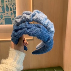 韓國初秋新款溫柔風復古毛線頭箍網紅氣質寬邊發卡女褶皺針織發箍