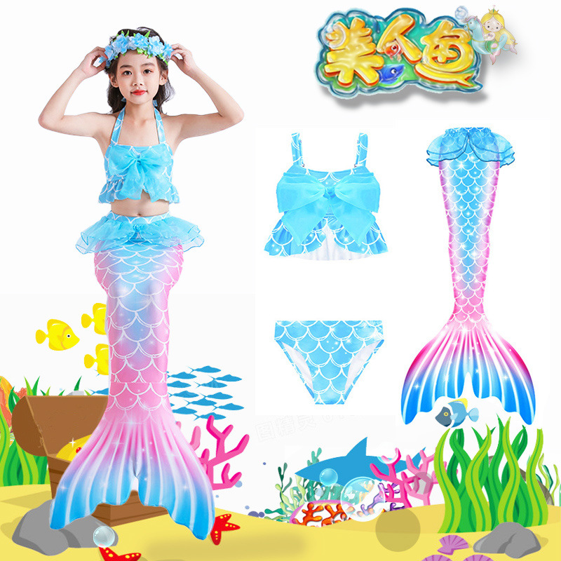 Niños sirena de cola set femenino de verano bebé trajes de baño niña pequeña falda de princesa 2023 nuevo