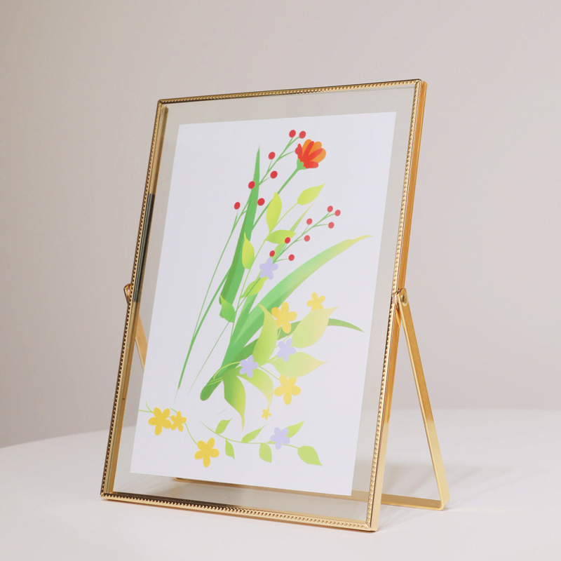 Factory Direct sales simple ins style transparent metal photo frame living room decoration creative diy specimen glass decoration wholesale