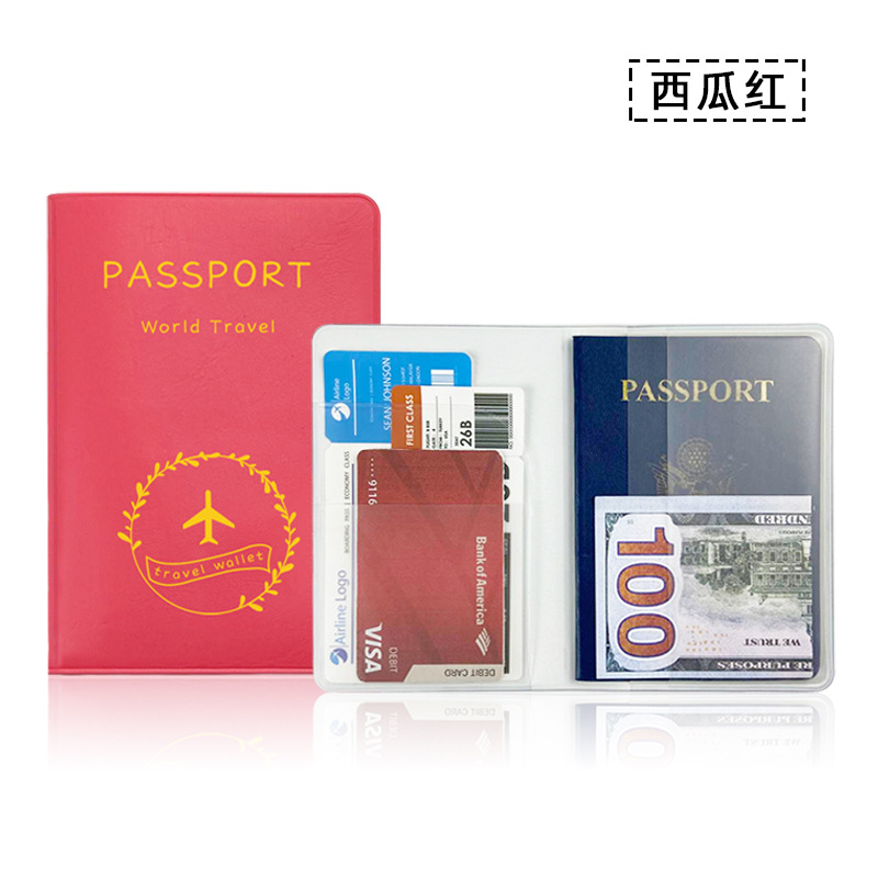 En stock multi-color ajustable LOGO impermeable Multifuncional de cuero pasaporte cubierta titular de la cubierta protectora de cuero de alta frecuencia pasaporte bolsa