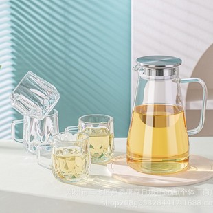 Leweishi Water Drop High Boron Kettle Five-Piece Set Cold Water Kettle Glass Heat-Resistant High Temperature Explosion-Proof Household Large Capacity Wholesale