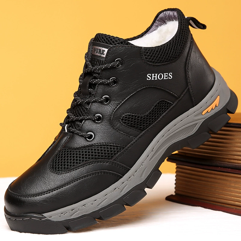 Зимняя обувь из хлопка, модная универсальная Теплая мужская повседневная обувь на флисовой подкладке, уличная походная рабочая одежда, ботинки, мужская обувь Martins