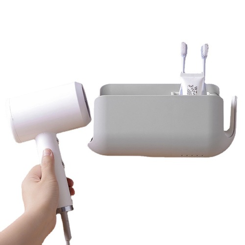 Yiyue Bathroom Shelf Multi-functional Hairdryer Bracket Hole-free Storage Shelf Hairdryer Tissue Storage Box