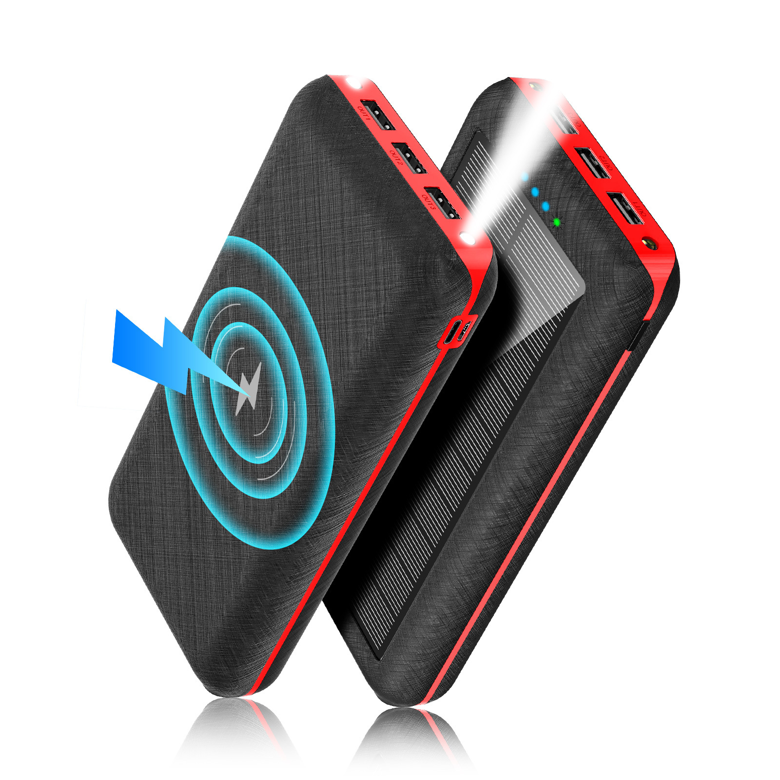 Private Model 30000Mah Solar Wireless Power Bank 3U Dual Light Large Capacity Mobile Power Supply Outdoor Power Supply